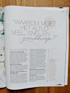 Interview Libelle met Laura de Jong van Laura en James 'Waarom moet het altijd veel, snel en goedkoop?'