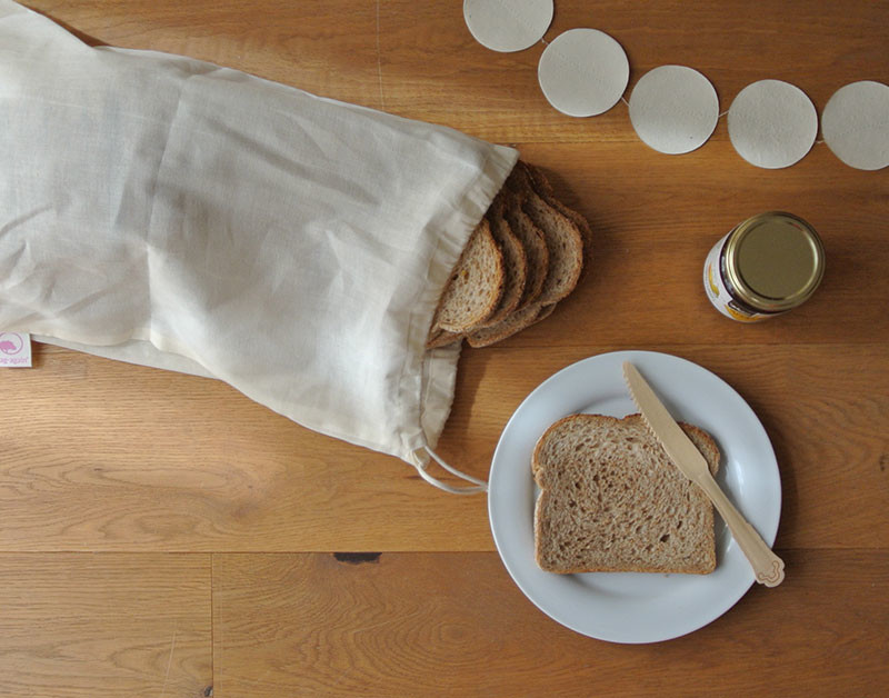 Alternatief voor plastic broodzak: biologisch katoenen herbruikbare broodzak van bag-again | www.lauraenjames.com